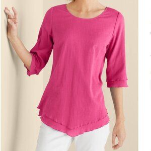 Soft Surroundings Womens Gauze Siesta Key Tunic in Peacock Pink-Size M (10-12)